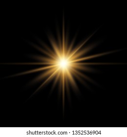 Glow light effect. Star burst with sparkles. Vector illustration. White glowing light. Sparkling magical dust particles. Bright Star. Transparent shining sun, brig