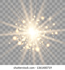 Glow light effect. Star burst with sparkles. Vector illustration.Glowing light burst explosion with transparent. Vector illustration for cool effect decoration with ray sparkles. Bright star.