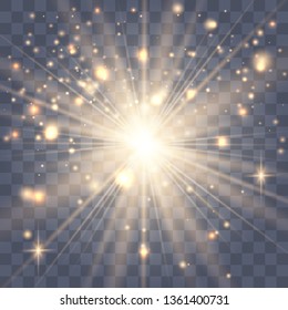 Glow light effect. Star burst with sparkles. Vector illustration.Glowing light burst explosion with transparent. Vector illustration for cool effect decoration with ray sparkles. Bright star.