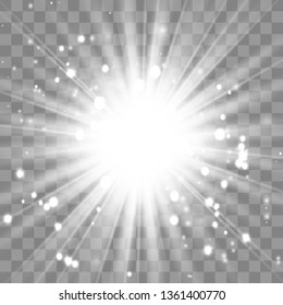 Glow light effect. Star burst with sparkles. Vector illustration.Glowing light burst explosion with transparent. Vector illustration for cool effect decoration with ray sparkles. Bright star.
