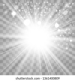 Glow light effect. Star burst with sparkles. Vector illustration.Glowing light burst explosion with transparent. Vector illustration for cool effect decoration with ray sparkles. 
