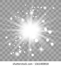 Glow light effect. Star burst with sparkles. Vector illustration.Glowing light burst explosion with transparent. Vector illustration for cool effect decoration with ray sparkles. 
