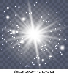 Glow light effect. Star burst with sparkles. Vector illustration.Glowing light burst explosion with transparent. Vector illustration for cool effect decoration with ray sparkles. 
