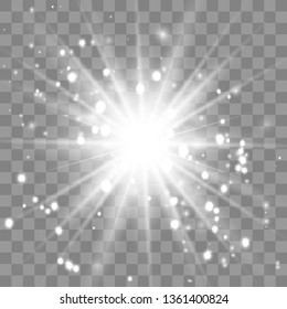 Glow light effect. Star burst with sparkles. Vector illustration.Glowing light burst explosion with transparent. Vector illustration for cool effect decoration with ray sparkles. 
