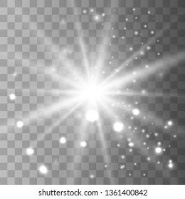 Glow light effect. Star burst with sparkles. Vector illustration.Glowing light burst explosion with transparent. Vector illustration for cool effect decoration with ray sparkles. 
