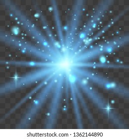 Glow light effect. Star burst with sparkles. Vector illustration.Glowing light burst explosion with transparent. Vector illustration for cool effect decoration with ray sparkles. 
