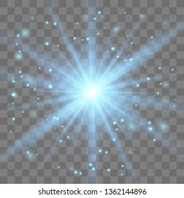 Glow light effect. Star burst with sparkles. Vector illustration.Glowing light burst explosion with transparent. Vector illustration for cool effect decoration with ray sparkles. 
