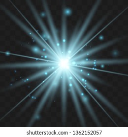 Glow light effect. Star burst with sparkles. Vector illustration.Glowing light burst explosion with transparent. Vector illustration for cool effect decoration with ray sparkles. Bright star.