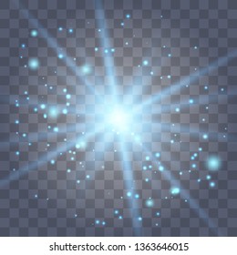 Glow light effect. Star burst with sparkles. Vector illustration.Glowing light burst explosion with transparent. Vector illustration for cool effect decoration with ray sparkles. 
