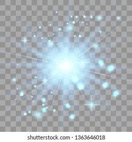 Glow light effect. Star burst with sparkles. Vector illustration.Glowing light burst explosion with transparent. Vector illustration for cool effect decoration with ray sparkles. 
