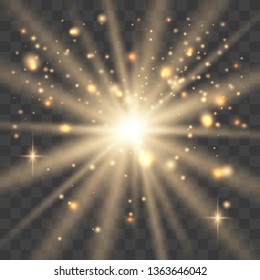 Glow light effect. Star burst with sparkles. Vector illustration.Glowing light burst explosion with transparent. Vector illustration for cool effect decoration with ray sparkles. 
