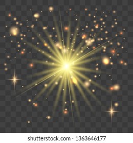 Glow light effect. Star burst with sparkles. Vector illustration.Glowing light burst explosion with transparent. Vector illustration for cool effect decoration with ray sparkles. Bright star.