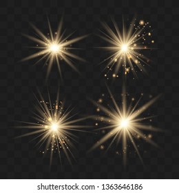 Glow light effect. Star burst with sparkles. Vector illustration.Glowing light burst explosion with transparent. Vector illustration for cool effect decoration with ray sparkles. Bright star.