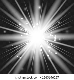 Glow light effect. Star burst with sparkles. Vector illustration.Glowing light burst explosion with transparent. Vector illustration for cool effect decoration with ray sparkles. Bright star.