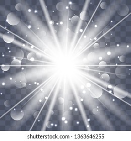 Glow light effect. Star burst with sparkles. Vector illustration.Glowing light burst explosion with transparent. Vector illustration for cool effect decoration with ray sparkles. Bright star.