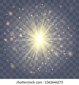 Glow light effect. Star burst with sparkles. Vector illustration.Glowing light burst explosion with transparent. Vector illustration for cool effect decoration with ray sparkles. Bright star.