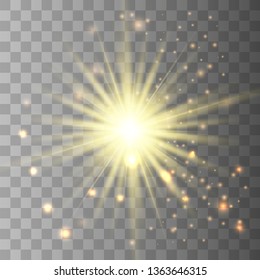 Glow light effect. Star burst with sparkles. Vector illustration.Glowing light burst explosion with transparent. Vector illustration for cool effect decoration with ray sparkles. Bright star.