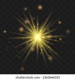 Glow light effect. Star burst with sparkles. Vector illustration.Glowing light burst explosion with transparent. Vector illustration for cool effect decoration with ray sparkles. Bright star.