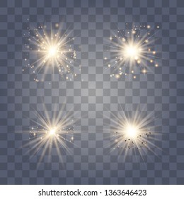 Glow light effect. Star burst with sparkles. Vector illustration.Glowing light burst explosion with transparent. Vector illustration for cool effect decoration with ray sparkles. Bright star.