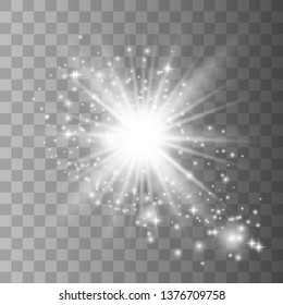 Glow light effect. Star burst with sparkles.Sun. Vector illustration. Christmas flash. dust 