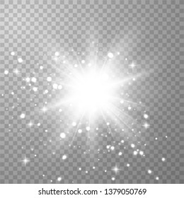 Glow light effect. Star burst with sparkles. dust. Vector illustration eps 10. 