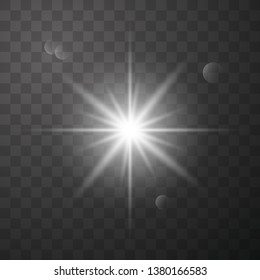 Glow light effect. Star burst with sparkles. Vector illustration explosion with transparent. Vector illustration for cool effect decoration with ray sparkles. Bright star.