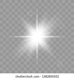 Glow light effect. Star burst with sparkles. Vector illustration explosion with transparent. Vector illustration for cool effect decoration with ray sparkles. Bright star.