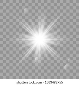 Glow light effect. Star burst with sparkles. Vector illustration explosion with transparent. Vector illustration for cool effect decoration with ray sparkles. Bright star.