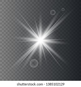 Glow light effect. Star burst with sparkles. Vector illustration explosion with transparent. Vector illustration for cool effect decoration with ray sparkles. Bright star.