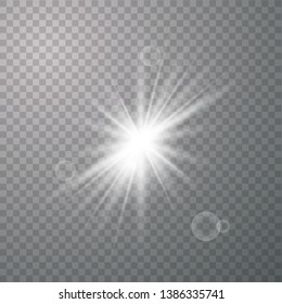 Glow light effect. Star burst with sparkles. Vector illustration explosion with transparent. Vector illustration for cool effect decoration with ray sparkles. Bright star.