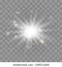 Glow light effect. Star burst with sparkles. Vector illustration eps 10.