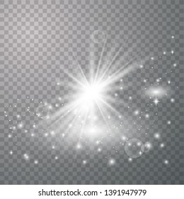 Glow light effect. Star burst with sparkles. Vector illustrator eps 10.