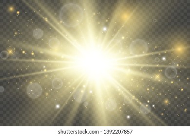 Glow light effect. Star burst with sparkles.Sun. Vector illustration