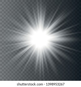 Glow light effect. Star burst with sparkles on transparent background. Vector illustration.