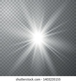 Glow light effect. Star burst with sparkles on transparent background. Vector illustration.