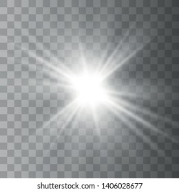Glow light effect. Star burst with sparkles on transparent background. Vector illustration.
