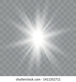 Glow light effect. Star burst with sparkles on transparent background. Vector illustration.