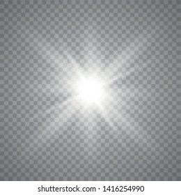 Glow light effect. Star burst with sparkles. Special effect isolated on transparent background. Vector illustration eps10