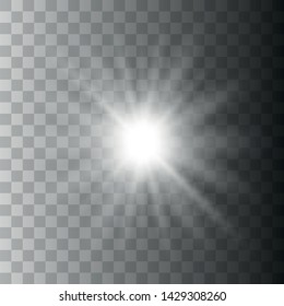Glow light effect. Star burst with sparkles. Special effect isolated on transparent background. Vector illustration eps10
