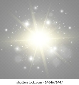 Glow light effect. Star burst with sparkles.Sun. Vector illustration