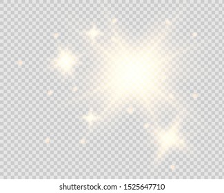 Glow light effect. Star burst with sparkles. sunlight.Glow golden light spark set on transparent background. Blur vector sparkles design collection. Explosive flash, sun, flare and shiny cloud.
