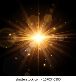 Glow light effect. Star burst with sparkles.Sun.