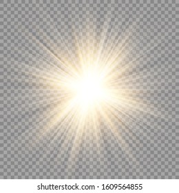 Glow light effect. Star burst with sparkles. Sun. Vector illustration.