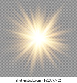 Glow light effect. Star burst with sparkles. Sun. Vector illustration.