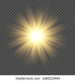 Glow light effect. Star burst with sparkles. Sun. Vector illustration