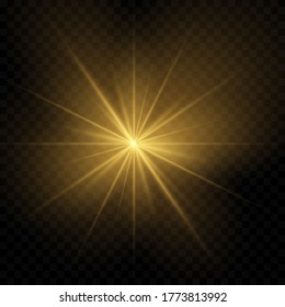 Glow light effect. Star burst with sparkles. Vector illustration. White glowing light. Sparkling magical dust particles. Bright Star. Transparent shining sun, brig