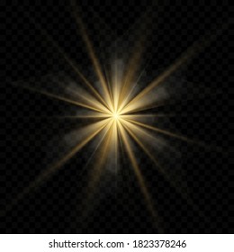 Efecto luminoso. Estrella reventó con chispas.Sol.
