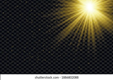 Glow light effect. Star burst with sparkles. Sun.