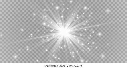 Glow light effect. Star burst with sparkles. Sun.	