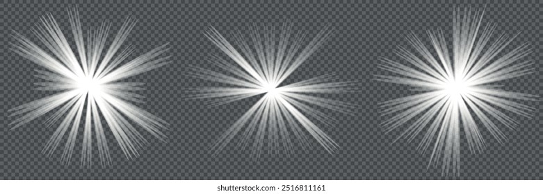 Efecto de luz brillante. Estrella estalló con destellos. Sol.